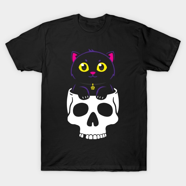 Kitty In Skull T-Shirt by SunsetSurf